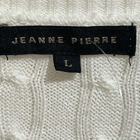 Jeanne Pierre Cable Knit Orange White Striped Cardigan Size Large (NWOT) - Picture 10 of 12